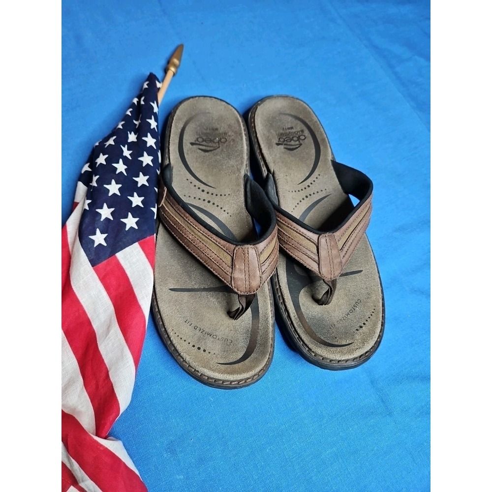 Abeo Leather Flip Flops‎ BIOSYSTEM Comfort Thong Orthotic Sandals Sz 12 Brown